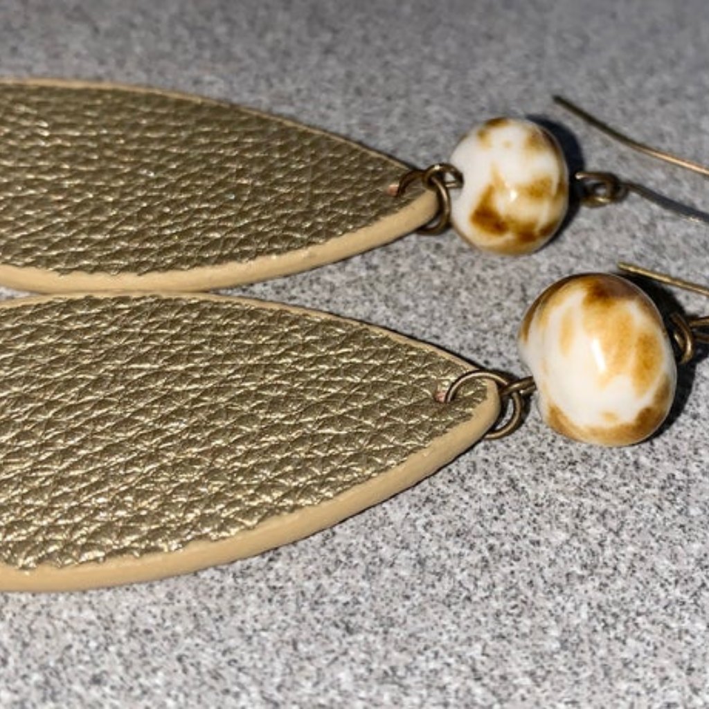 3 For $50 - Desert Sands Leather Teardrop Earrings